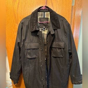 London Fog. Men's Black Jacket with Plaid Lining XL. Brand New. Never Worn.